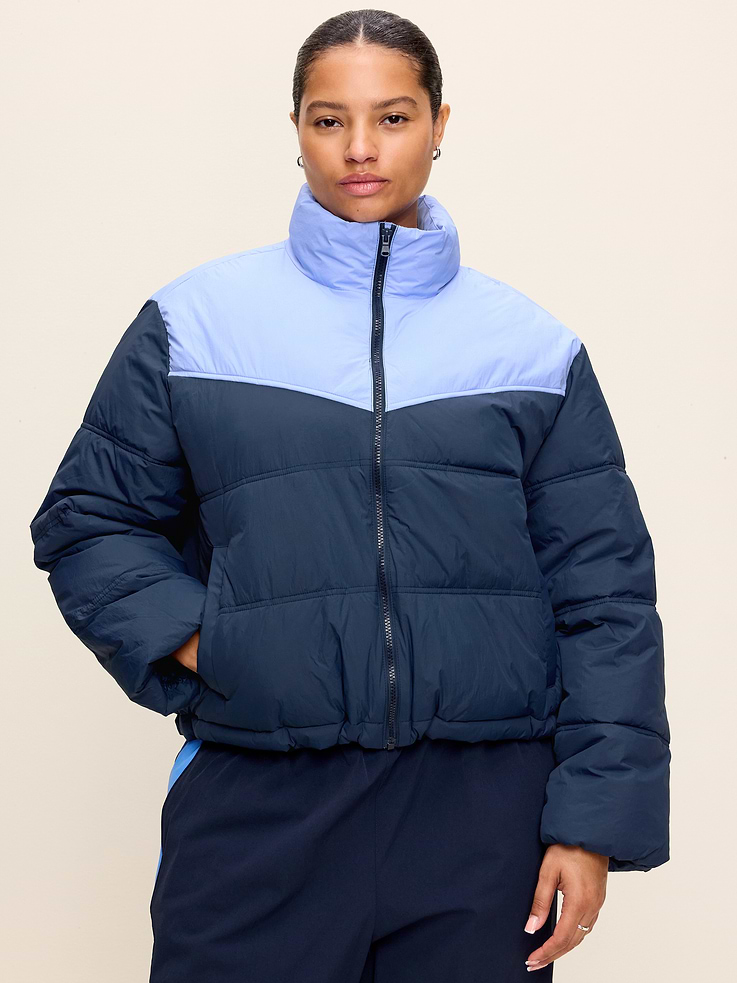 Image 3 of 4, Water-Resistant Color-Block Puffer Jacket