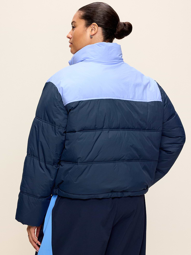 Image 4 of 4, Water-Resistant Color-Block Puffer Jacket