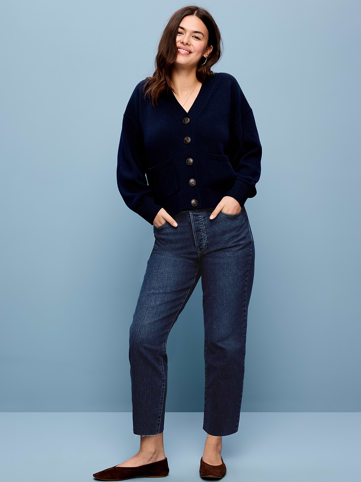 Image 8 of 11, High-Waisted Button-Fly OG Straight Ankle Jeans