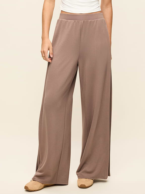 High-Waisted Bounce Lite Drapey Wide-Leg Pleated Pants