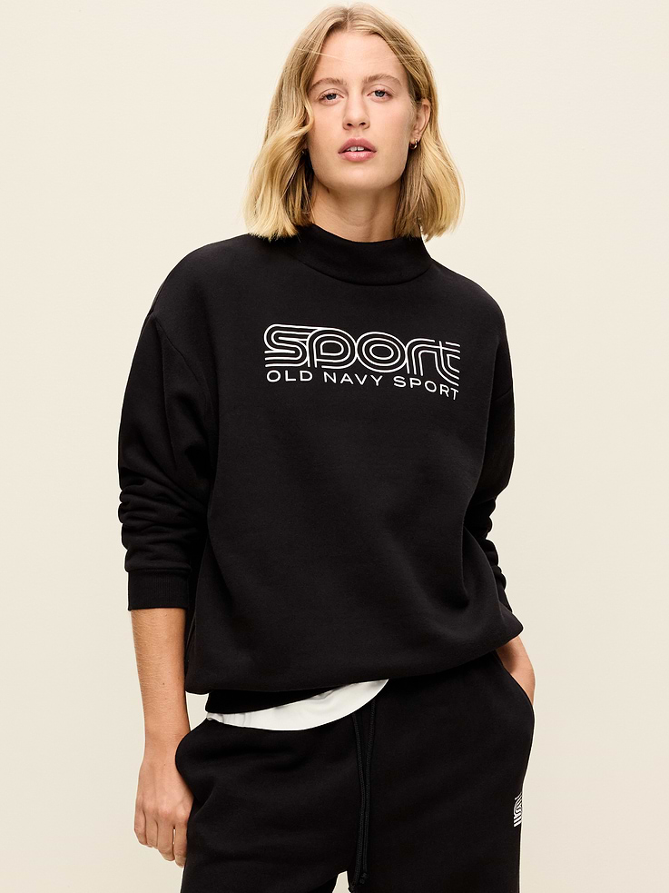 Image 1 of 8, Make your moves in Old Navy Sport's Baseline Fleece: Our newest fleece, featuring a cozy soft-brushed interior., mock neck, long sleeves, elasticized cuffs and hem, Product #903679