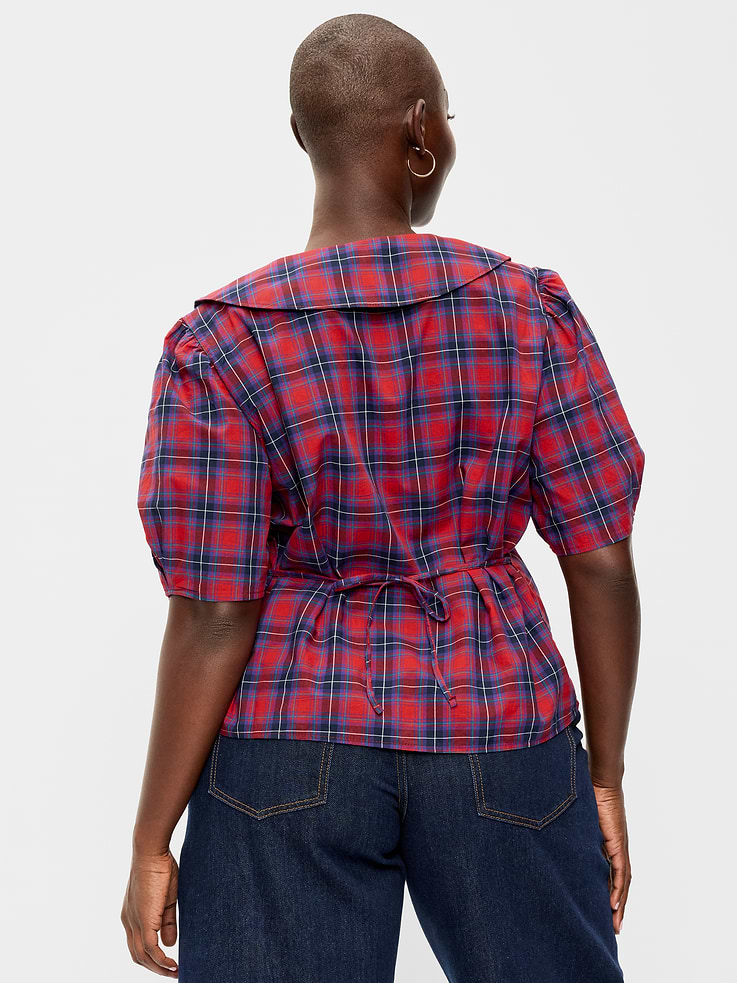 Image 6 of 9, Lapel Collar Short-Sleeve Button-Front Top