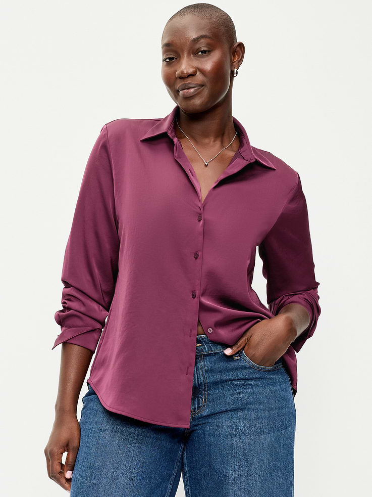 Image 5 of 8, Satin Button-Down Shirt