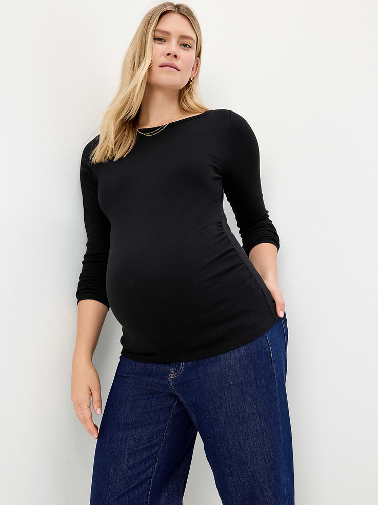 Image 3 of 4, Maternity Snug Long-Sleeve Boatneck T-Shirt