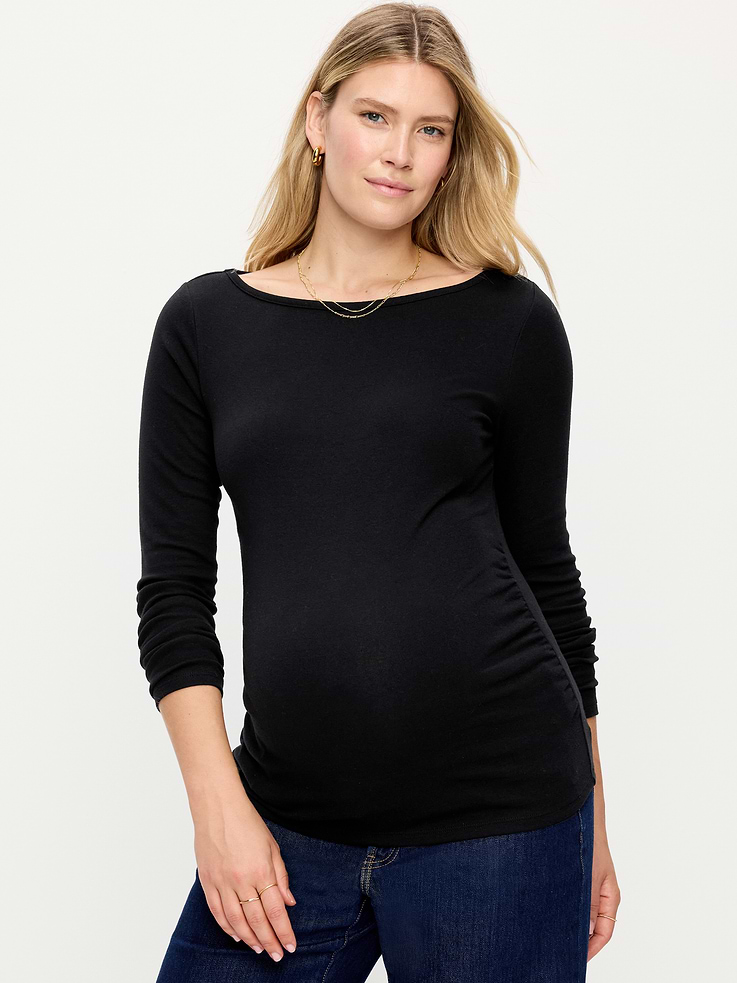 Image 1 of 4, A skimming fit that hugs your bod just right., boatneck, long sleeves, shirred sides for a flexible fit, Product #1187945