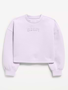 Image 1 of 1, Keep ‘em moving in Old Navy Sport's Bounce Fleece: Our signature smooth spacer fabric that keeps its shape., crew neck, long wide sleeves, drop shoulders, 4-way stretch, breathable, Product #1183750