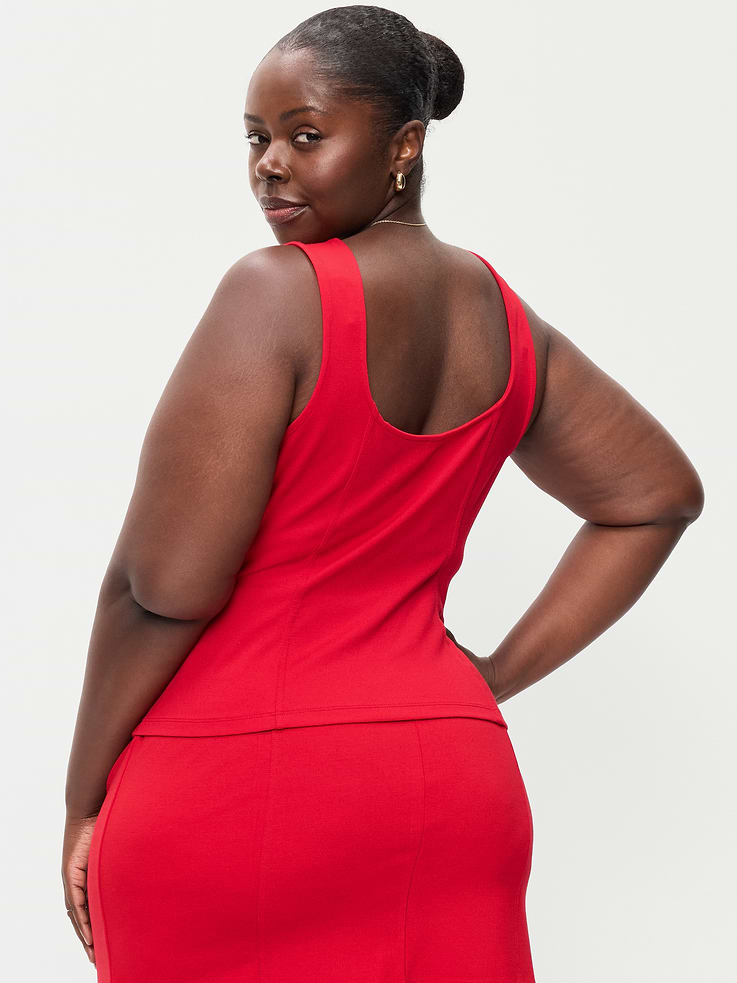 Image 6 of 6, Square-Neck Ponte Peplum Tank Top