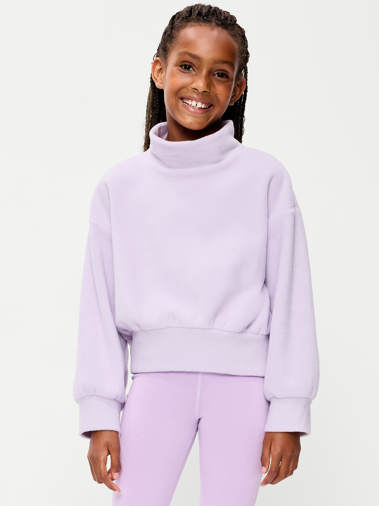 Long-Sleeve Mock-Neck Microfleece Top for Girls | Old Navy