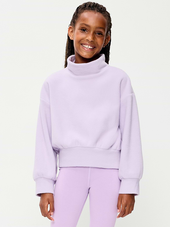 Long-Sleeve Mock-Neck Microfleece Top for Girls