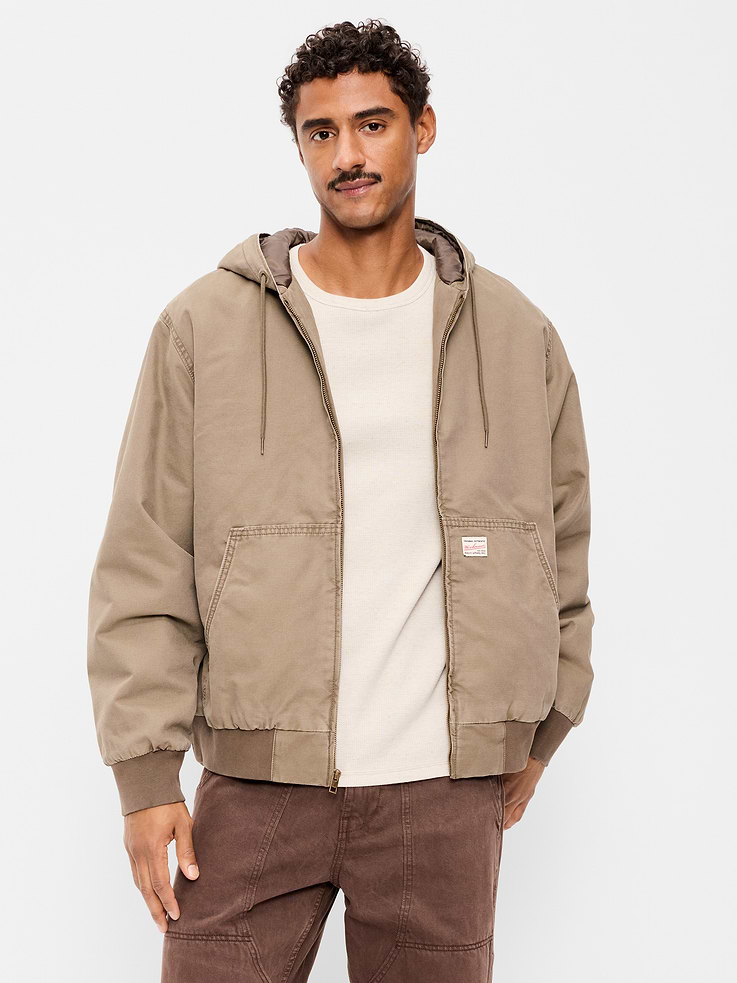 Image 1 of 3, built-in hood, drawstring at hood, drop shoulders, scoop front pockets, Product #907459