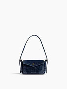 Image 1 of 8, Soft cotton denim envelope shoulder bag., Worn handheld, elbow or over the shoulder., Adjustable shoulder strap., Snap-button envelope flap closure., Product #1189097