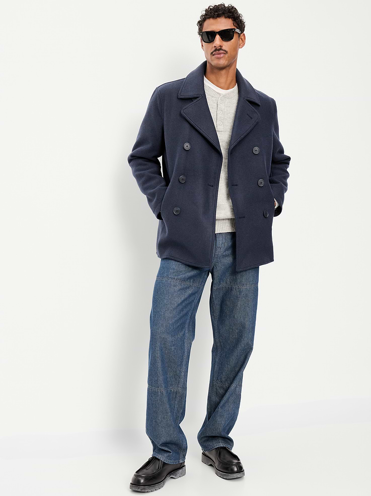 Image 3 of 6, Double-Breasted Classic Peacoat