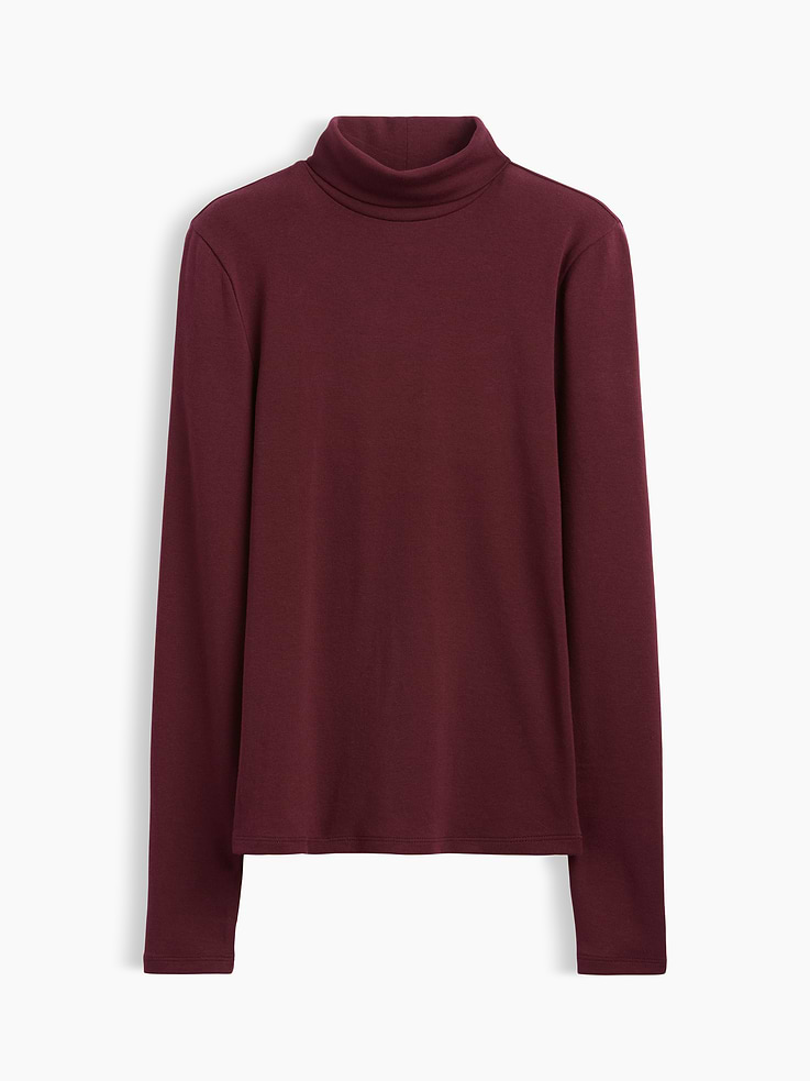 Image 1 of 2, Soft, stretch modal-blend T-shirt., Turtleneck., Long sleeves., Product #915375