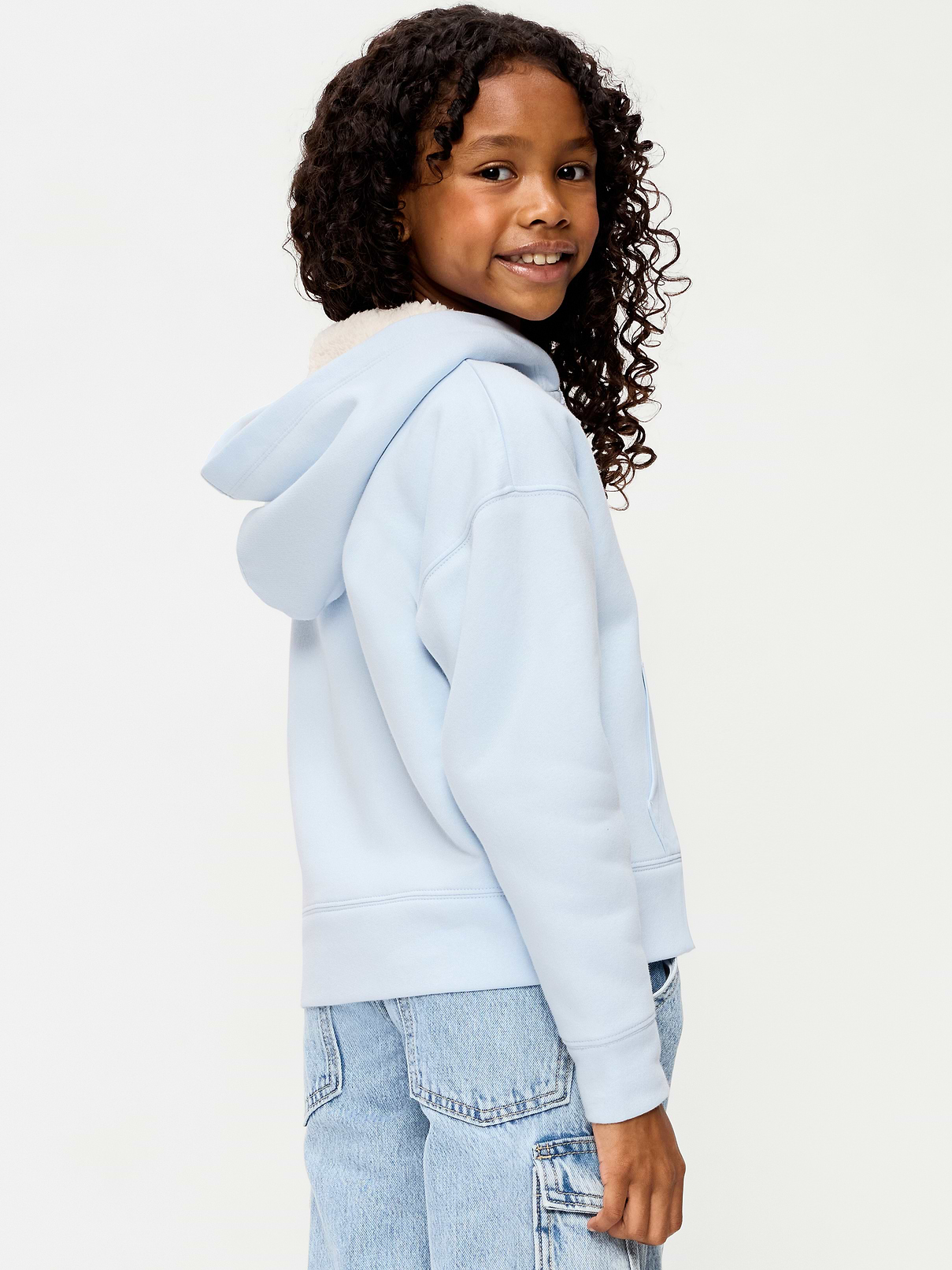Image 2 of 3, Logo Graphic Sherpa-Lined Zip Hoodie for Girls