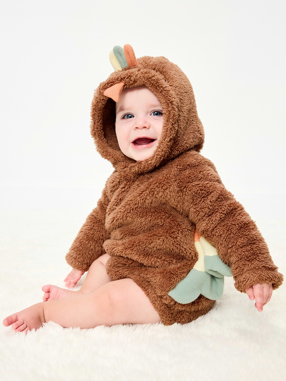 Long-Sleeve Critter Fleece Hooded One-Piece Romper for Baby