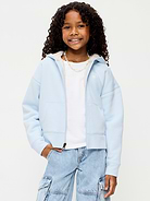 Image 1 of 3, built-in hood, long sleeves, logo graphic at front, hand-warming pockets, sherpa lining, Product #908642