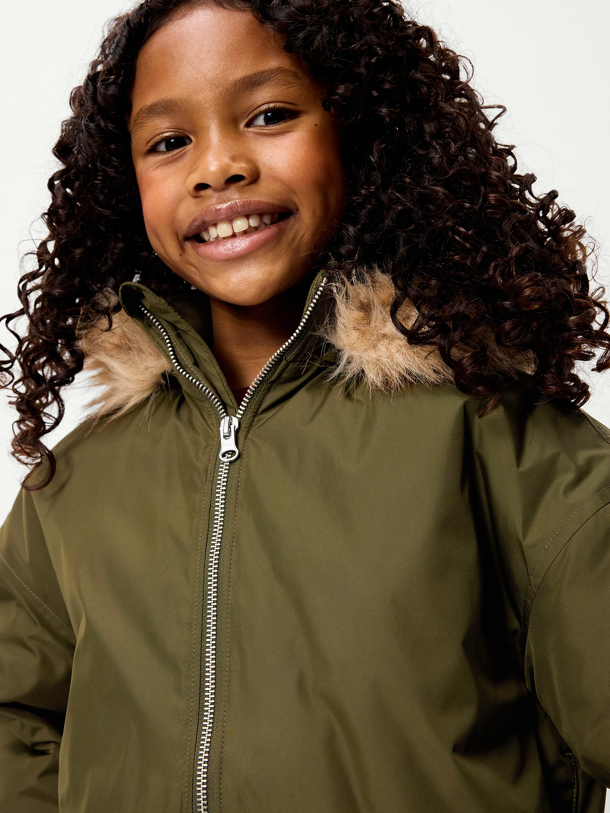 Image 4 of 4, Water-Resistant Oversized Faux-Fur Trim Bomber Jacket for Girls