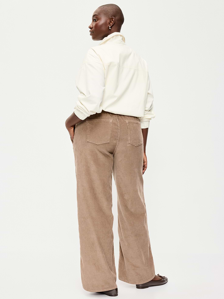 Image 6 of 8, High-Waisted Baggy Wide-Leg Corduroy Pants