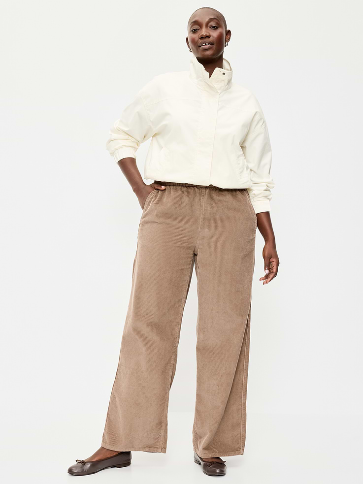 Image 5 of 8, High-Waisted Baggy Wide-Leg Corduroy Pants