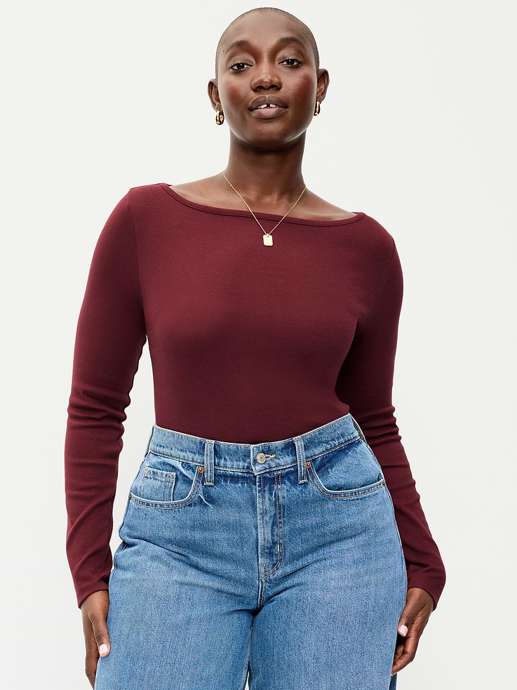 Image 5 of 8, Snug Long-Sleeve Boatneck T-Shirt