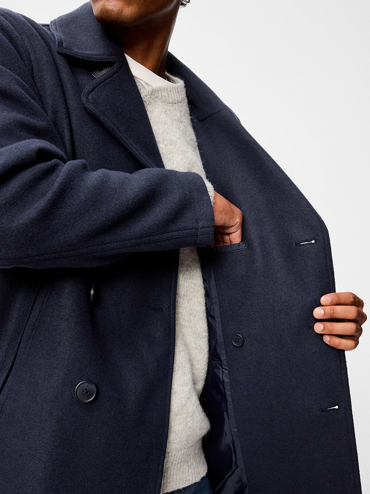 Image 5 of 6, Double-Breasted Classic Peacoat