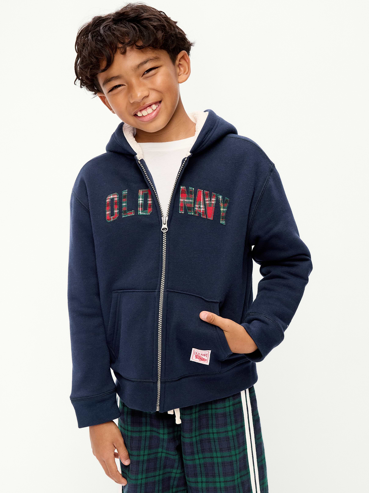 Logo Graphic Sherpa-Lined Full-Zip Hoodie for Boys