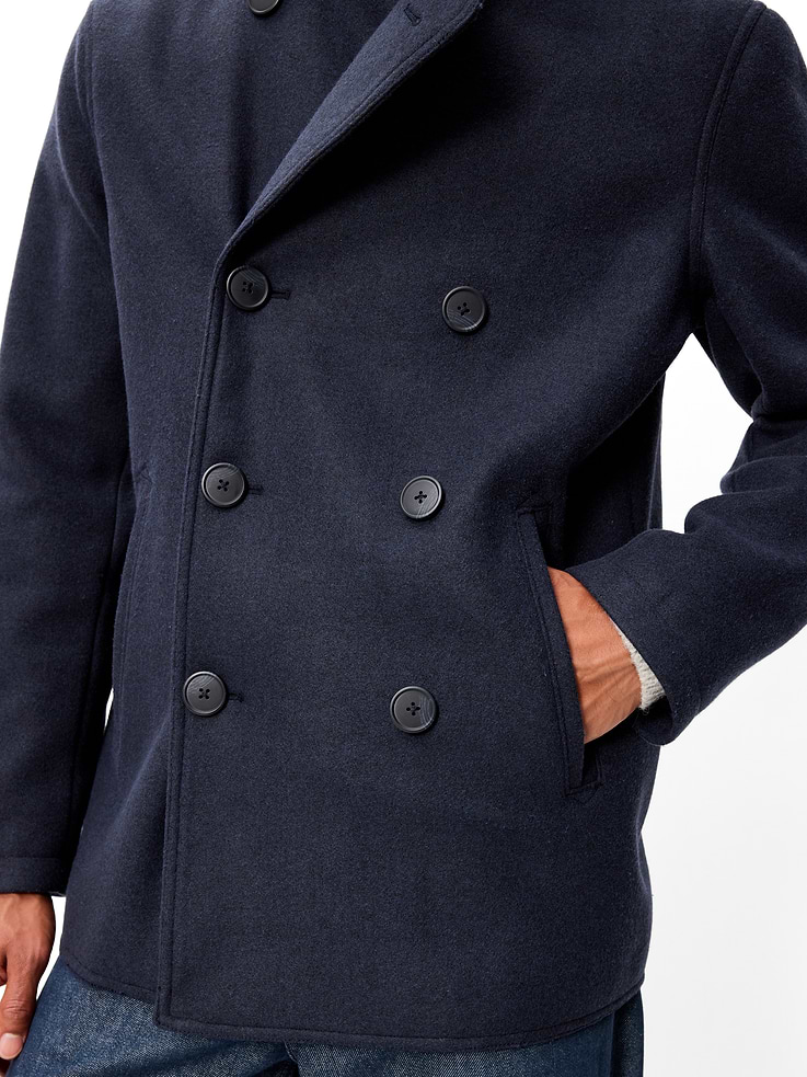 Image 6 of 6, Double-Breasted Classic Peacoat