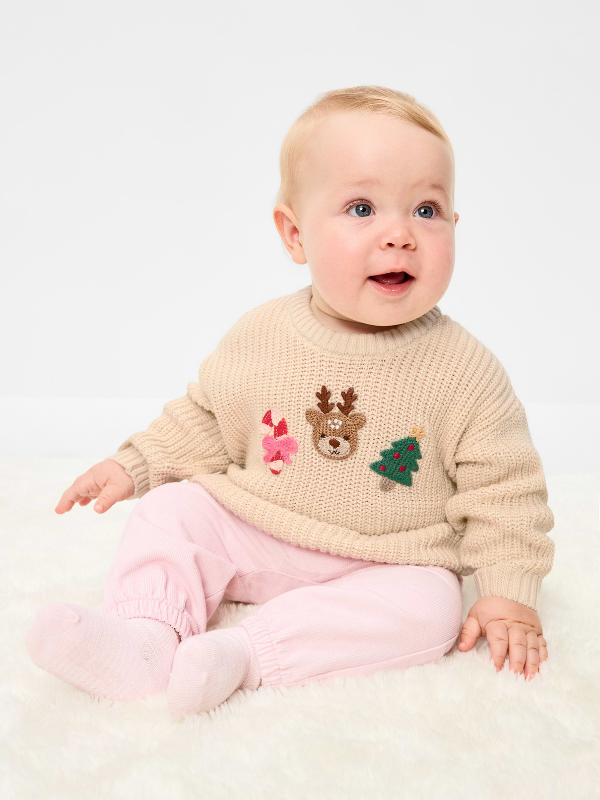 Image 1 of 3, crew neck, long sleeves, drop shoulders, embroidered graphic, Product #1181807