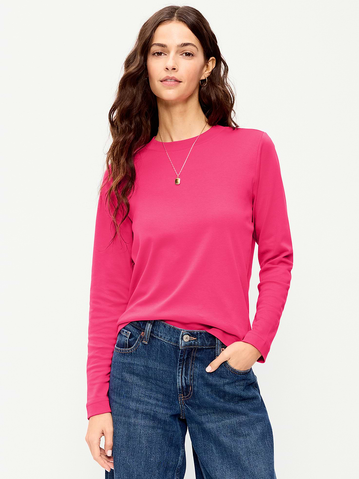 Image 1 of 8, rib-knit crew neck, long sleeves, Product #909493