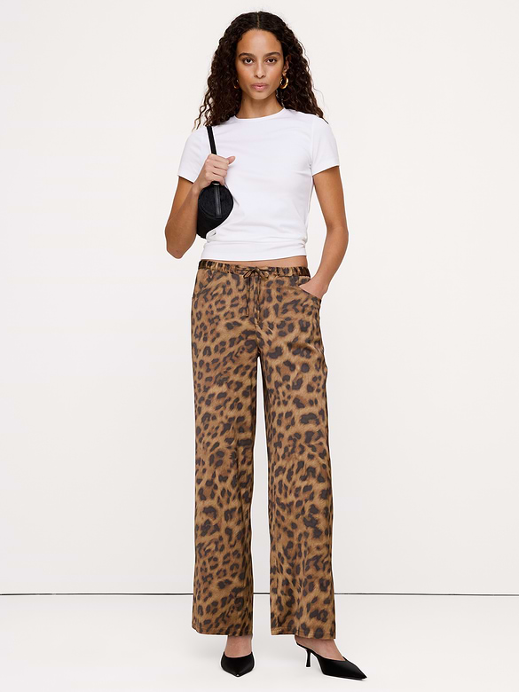 The Studio Wide-Leg Drawstring Pant in Stretch-Satin