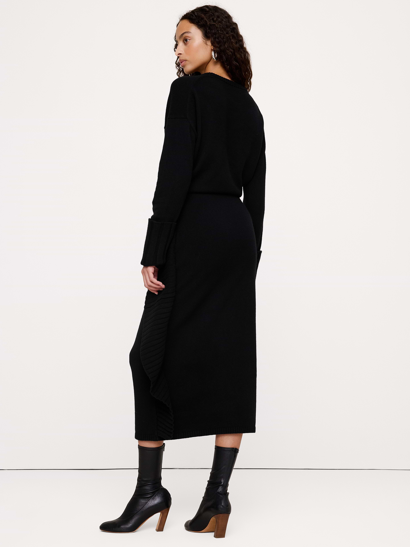 Image 3 de 8, Robe chandail longue en laine mérinos et coton