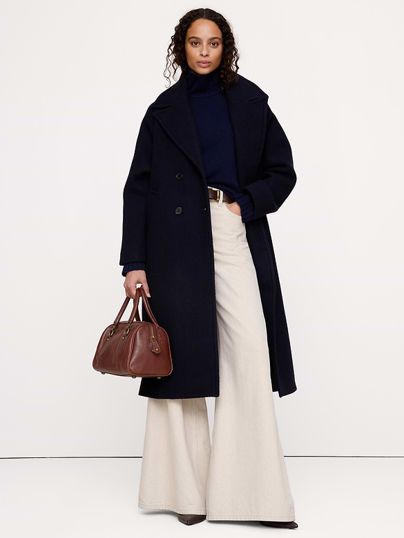 Herringbone Wool-Blend Top Coat