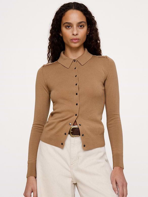 Merino Polo Cardigan Shirt