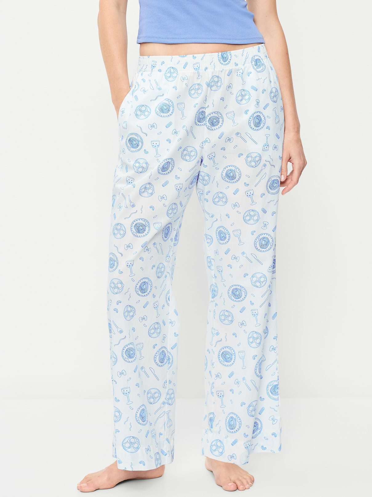 High-Waisted Poplin Pajama Pant