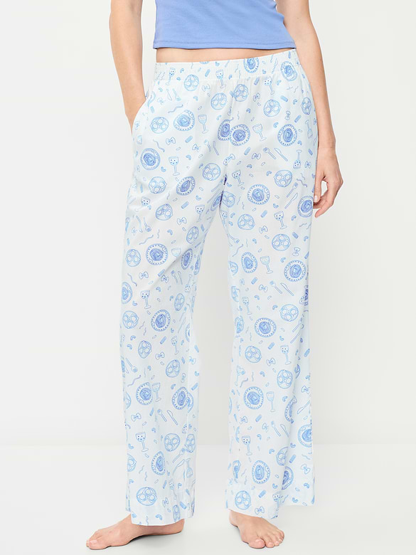 High-Waisted Poplin Pajama Pant