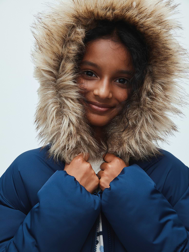 Image 1 of 4, Quilted water and wind-resistant outer., 100% recycled wellon fill., Fully lined (cozy fleece lining at hood and body)., Long sleeves with elasticized cuffs., Faux-fur lining at hood, zip front., Front slant pockets., Product #1177917