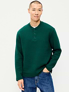 Image 1 of 1, crew neck, three-button henley placket, long sleeves, Product #1182199