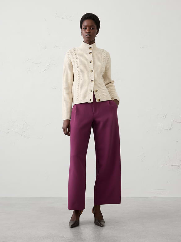 Wide-Leg Mid-Rise Heavy Bistretch Pant