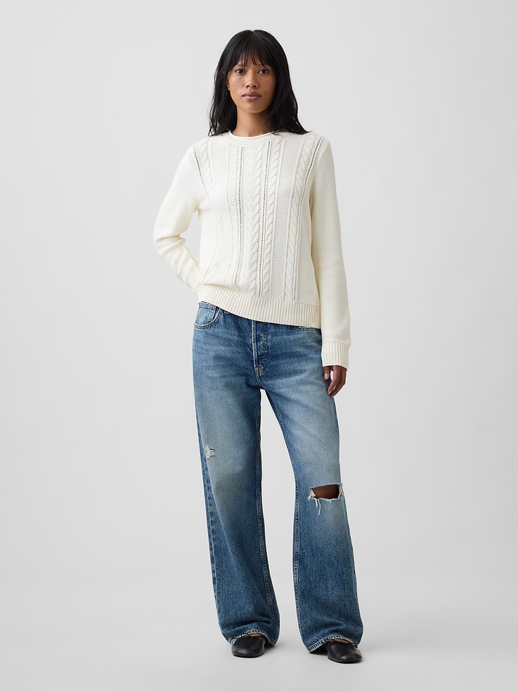 Image 3 of 5, Rollneck Cable-Knit Sweater