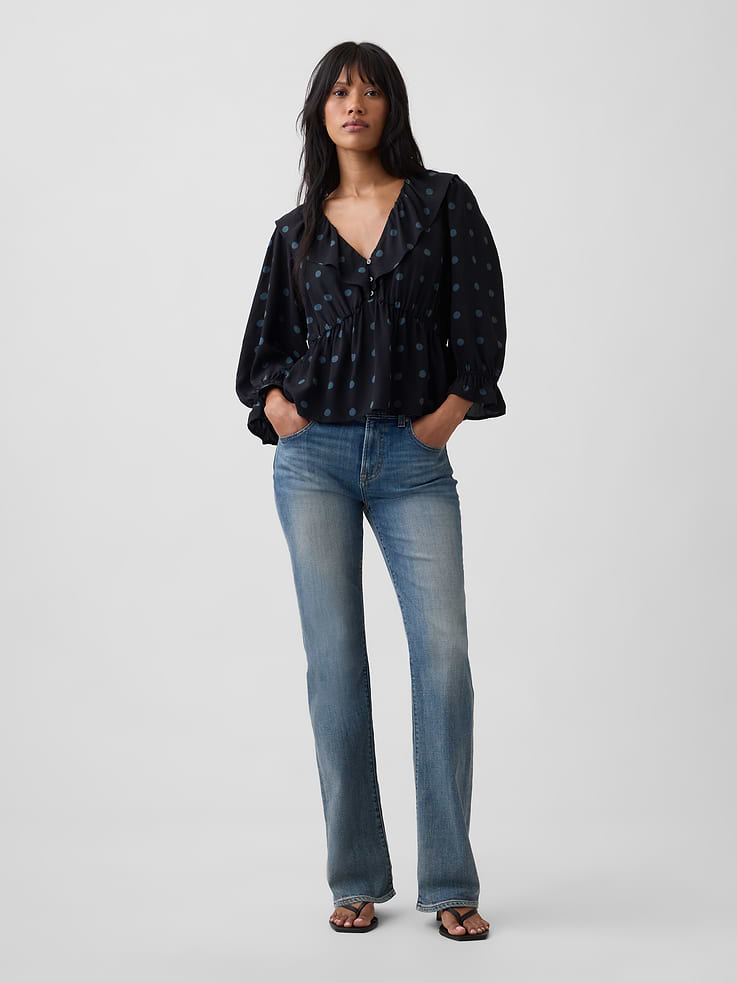 Image 3 of 5, Satin Ruffle Top