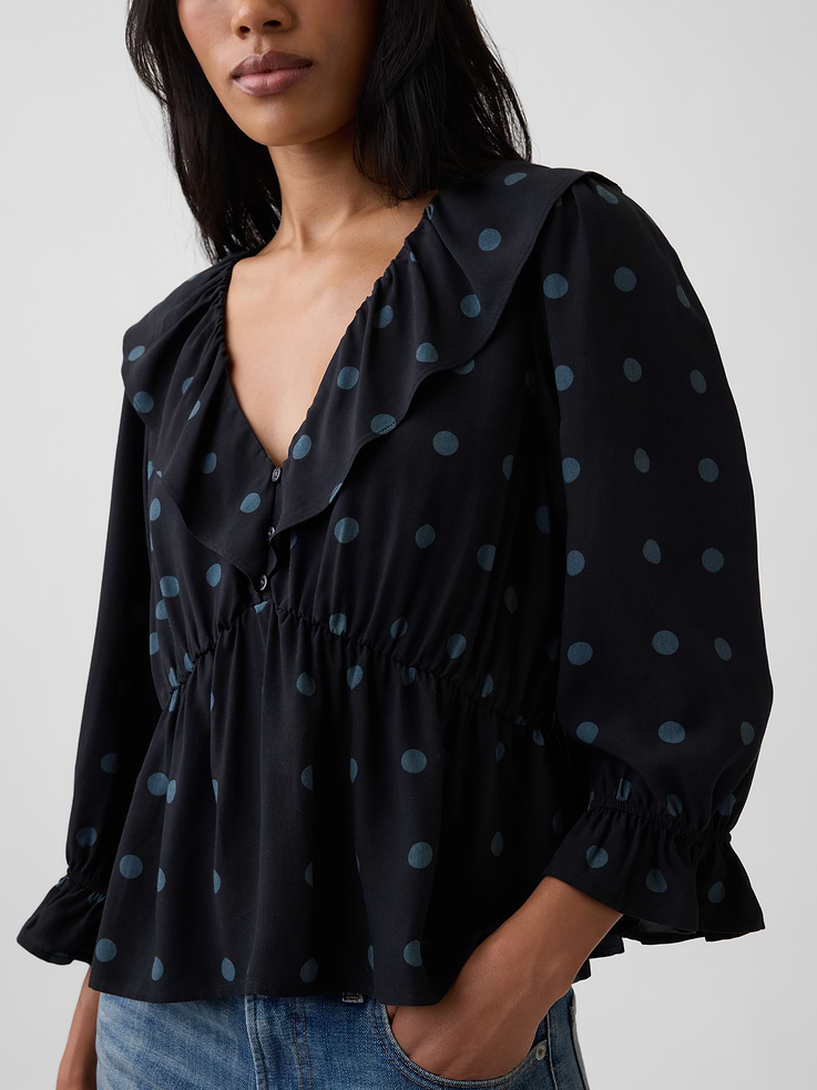 Image 4 of 5, Satin Ruffle Top