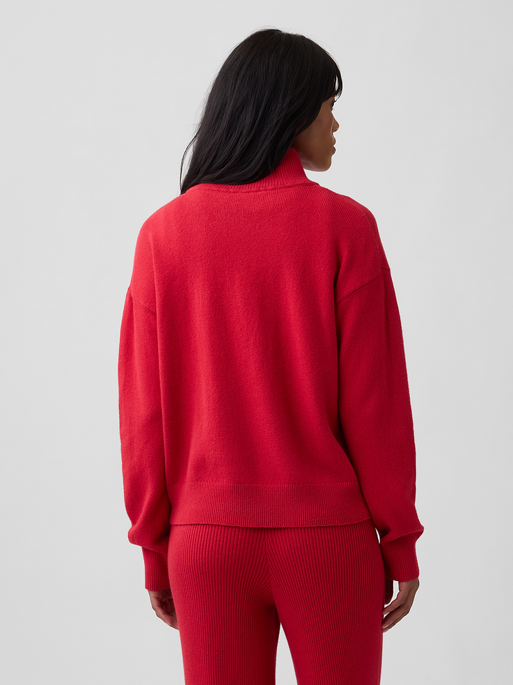 Image 2 of 5, CashSoft Half-Zip Mockneck Sweater