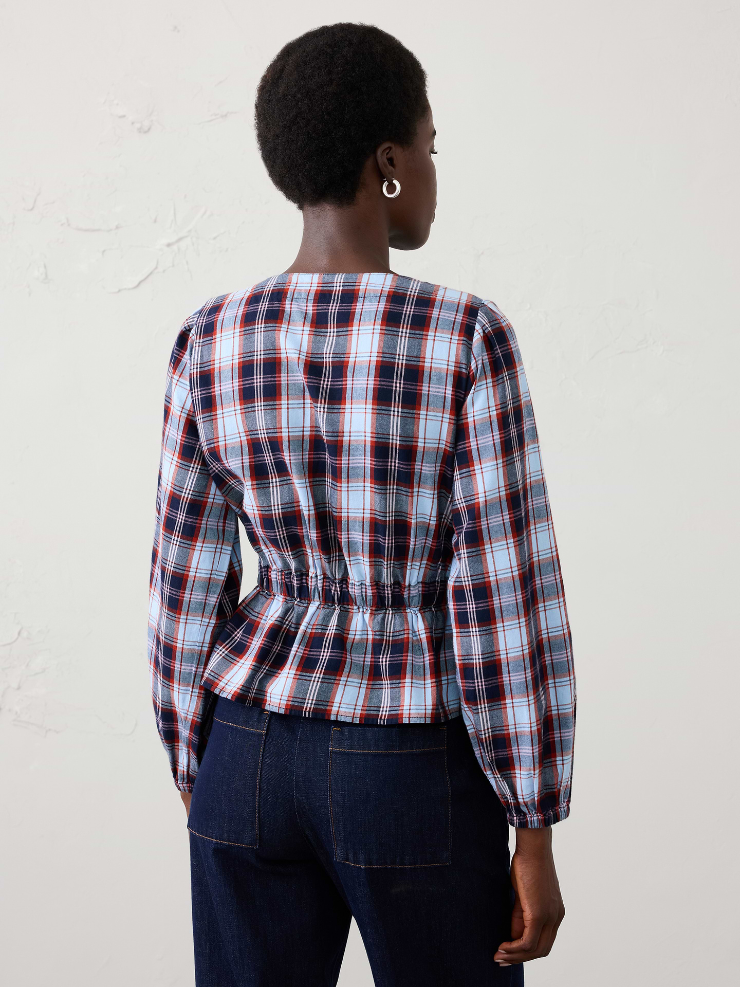 Image 2 of 4, Flannel Pintuck Blouse