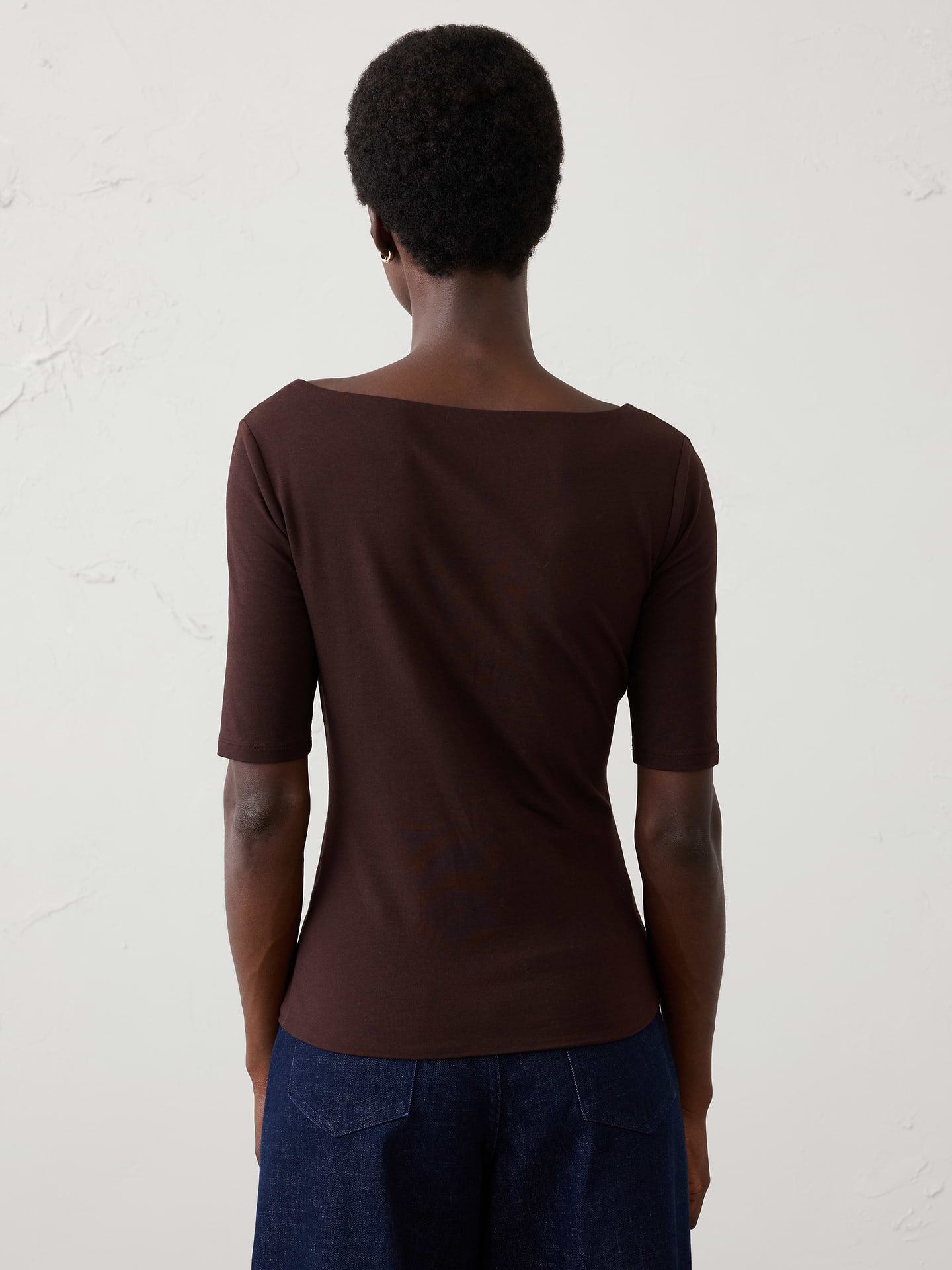 Image 2 of 8, Soft Stretch Elbow-Sleeve Top