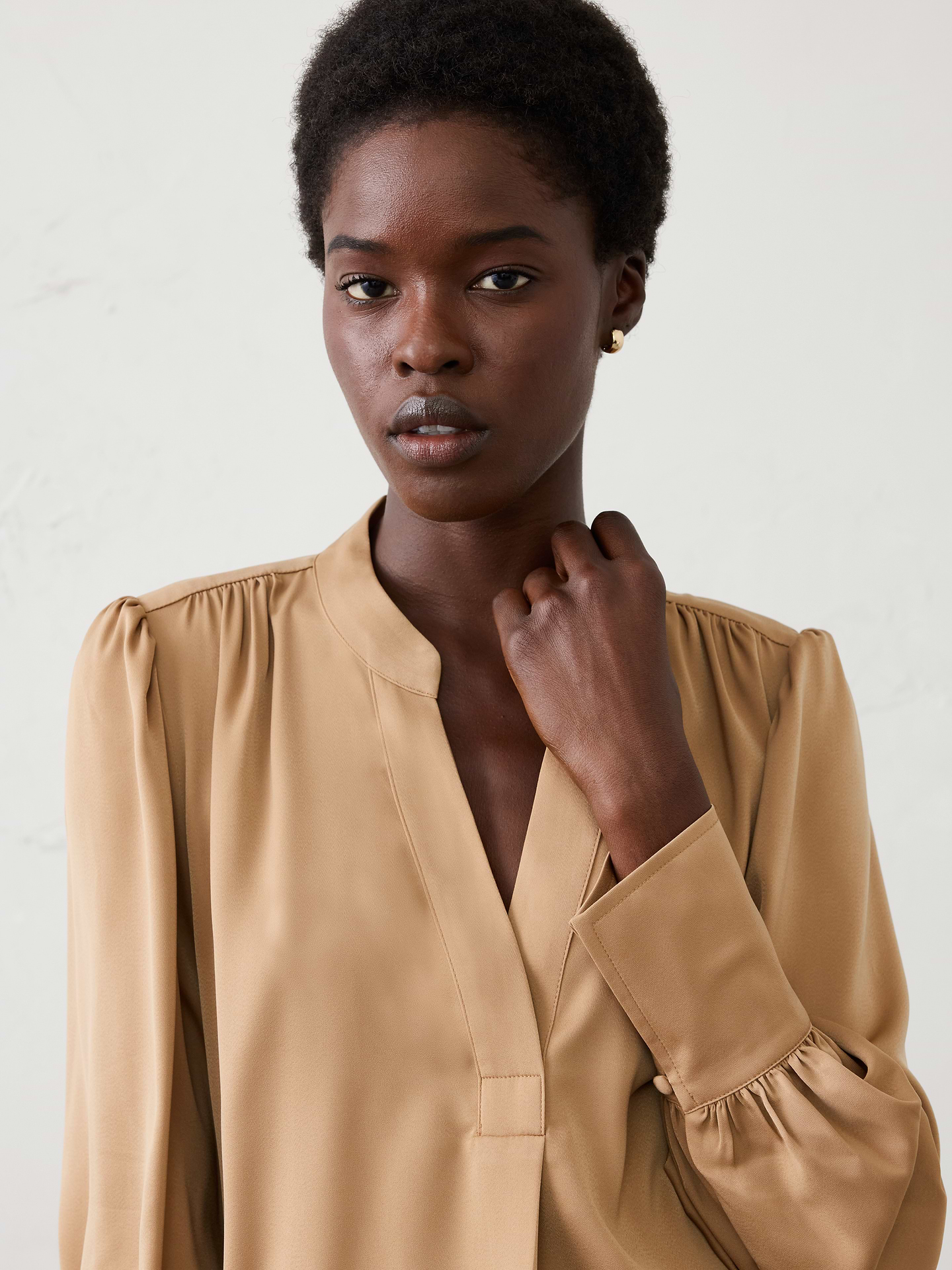 Image 3 of 4, Volume-Sleeve Blouse