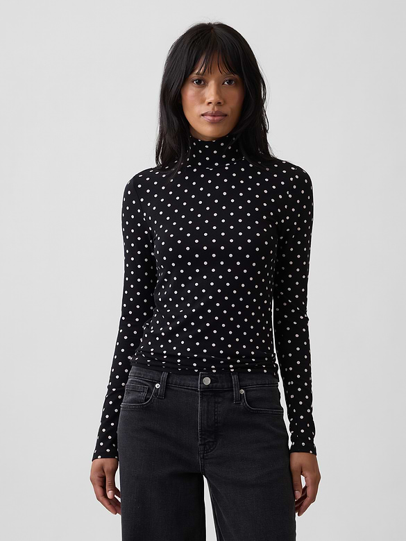 Stretch Jersey Mockneck T-Shirt