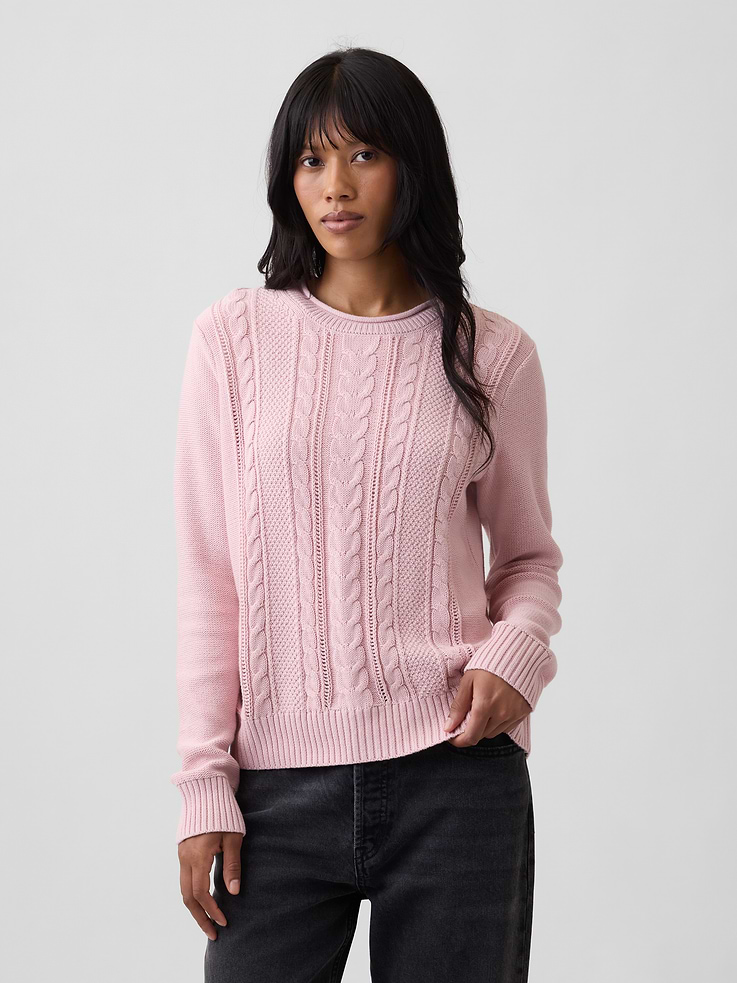 Image 1 of 5, Soft cotton knit., Long sleeves with ribbed cuffs., Rolled crewneck., Ribbed hem., This product was made in a factory that invests in gender equity and women’s empowerment through RISE. Learn more at, Product #1178628