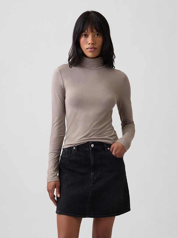 Stretch Jersey Mockneck T-Shirt