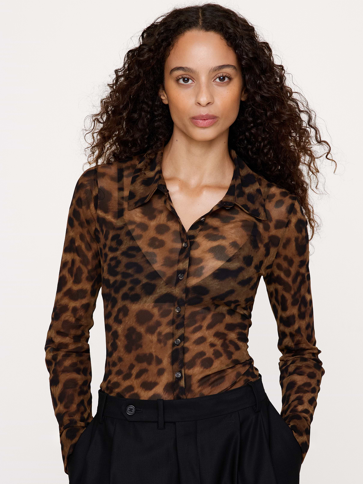 Mesh Button-Down Shirt