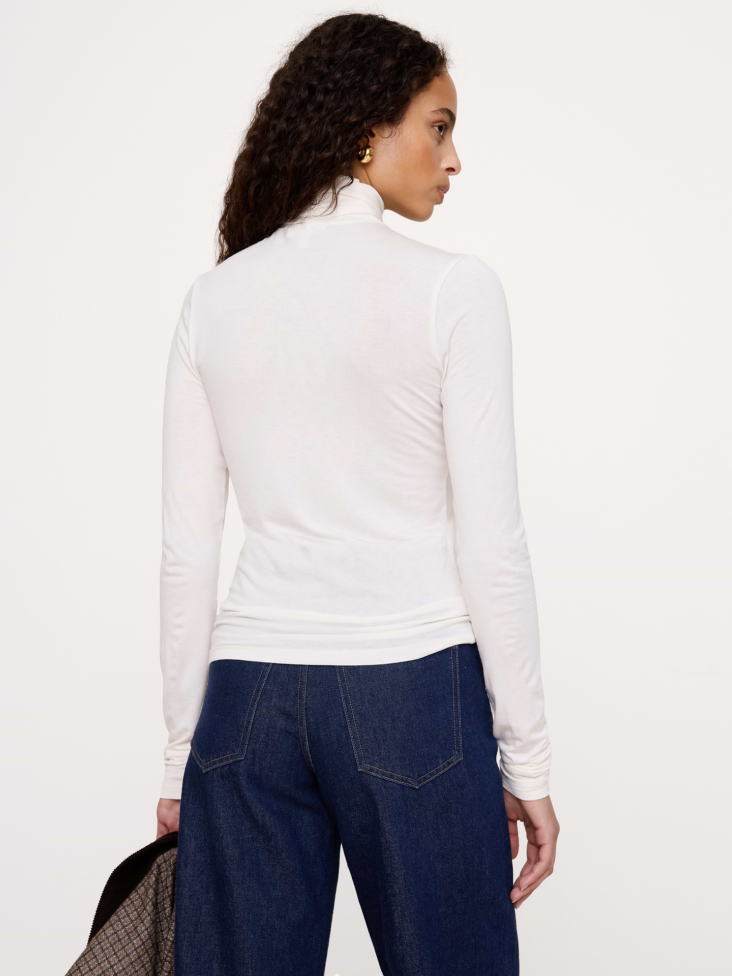 Image 3 of 4, Luxe Wool-Blend Tie-Scarf Turtleneck